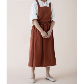 YESDOO Womens Cross Back Apron for Women with Pockets, Pinafore Aprons, Womens Cotton Linen Apron