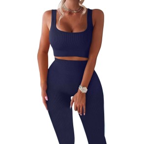 YESDOO Women's Workout Sets Ribbed Tank 2 Piece Seamless High Waist Gym Outfit Yoga Shorts Sets